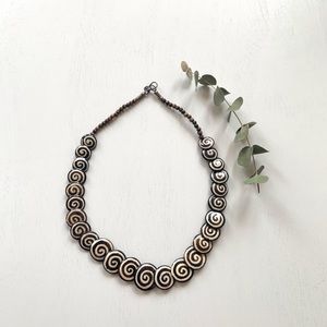 vintage anthro • brown & ivory glazed necklace